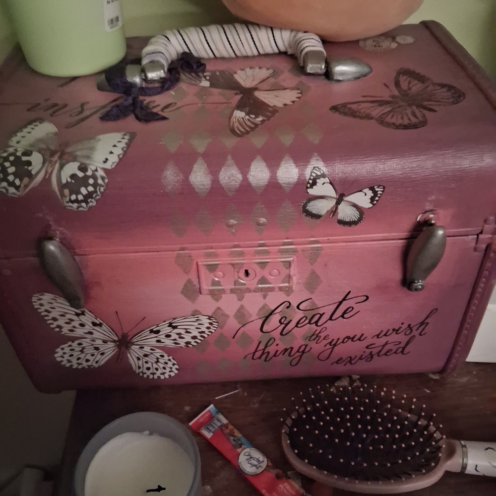 Samsonite Pink Butterfly Travel Case
